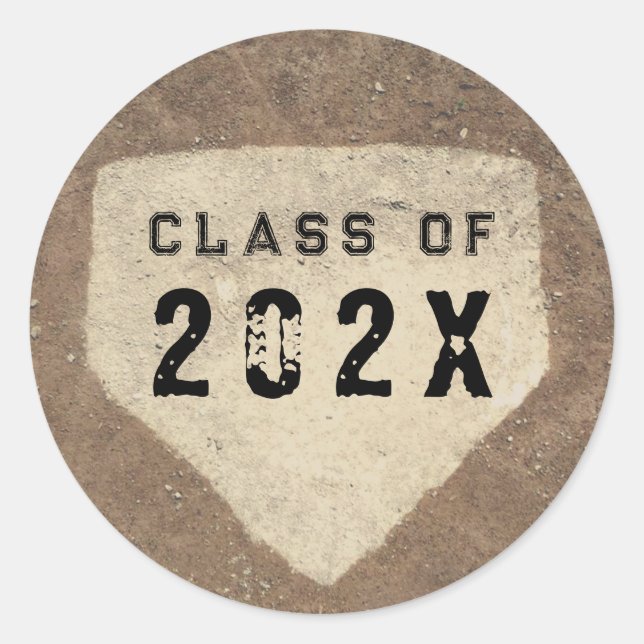Pegatina Redonda Béisbol de graduación 2025 (Anverso)
