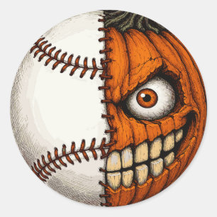 Pegatina Redonda Béisbol de Halloween