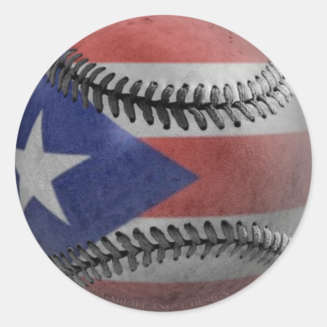 Pegatina Redonda Béisbol de Puerto Rico (Anverso)