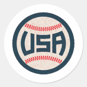 Pegatina Redonda Béisbol del Equipo USA