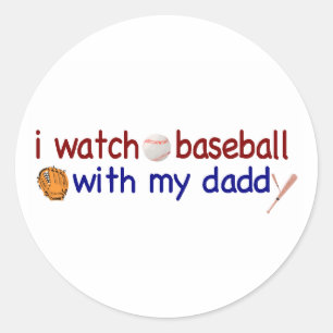 Pegatina Redonda Béisbol del reloj con el papá