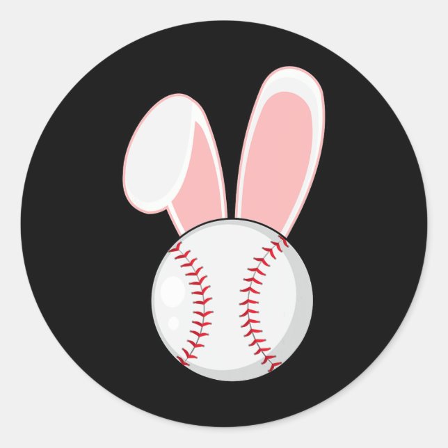 Pegatina Redonda Béisbol divertido Bunny Easter Kids Niños Niños Ni (Anverso)