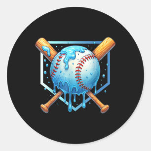 Pegatina Redonda Béisbol Drin Helado Crema Drip Jóvenes Bébeba