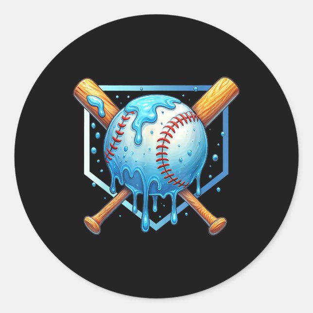 Pegatina Redonda Béisbol Drin Helado Crema Drip Jóvenes Bébeba (Anverso)