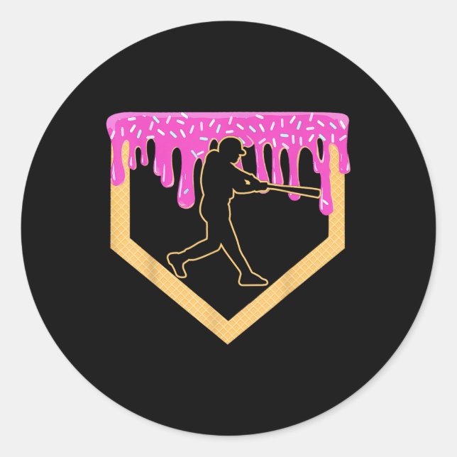 Pegatina Redonda Béisbol Drip Boy Home Plate Ice Cream Youth Baseb (Anverso)