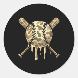 Pegatina Redonda Beisbol Drip Camo Bats Boys Sports Guay