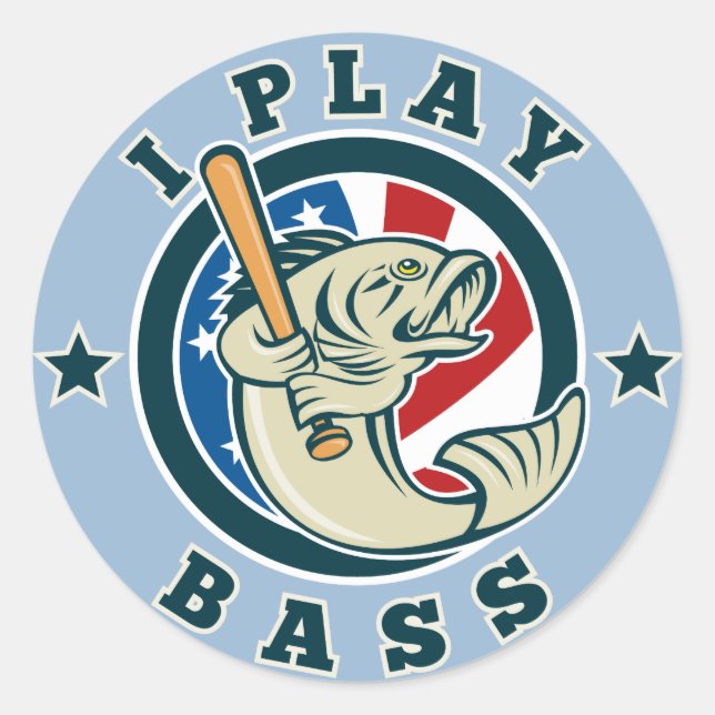 Pegatina Redonda Béisbol largemouth (Anverso)