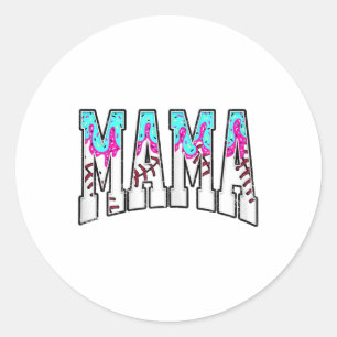 Pegatina Redonda Béisbol Mama Coquette Bow Game Day Bow Mom M