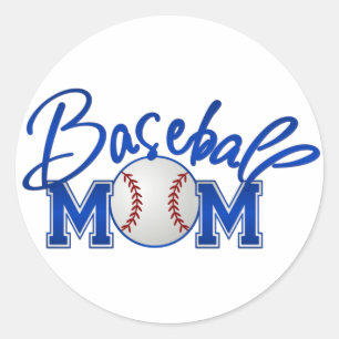 Pegatina Redonda Béisbol MOM azul