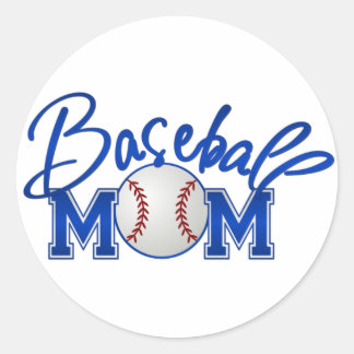 Pegatina Redonda Béisbol MOM azul