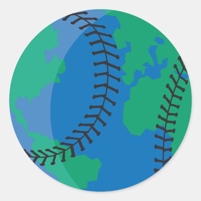 Pegatina Redonda béisbol mundial de la Tierra (Anverso)