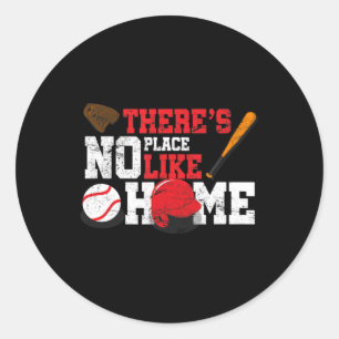 Pegatina Redonda Béisbol no hay lugar como el Ball Hogar Glov