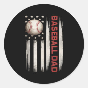 Pegatina Redonda Béisbol Papá Ee.Uu. Bandera Estadounidense Padres