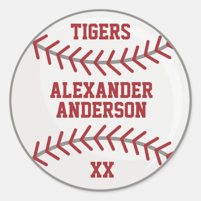 Pegatina Redonda Béisbol Personalizar  (Anverso)