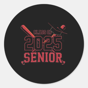 Pegatina Redonda Béisbol Senior 2025 Graduation Cl