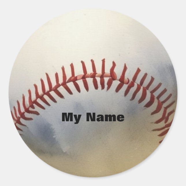 Pegatina Redonda Béisbol Tu Nombre (Anverso)