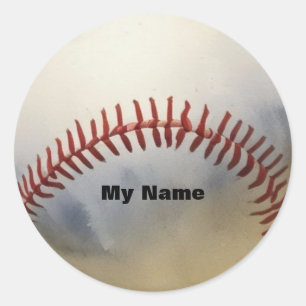 Pegatina Redonda Béisbol Tu Nombre