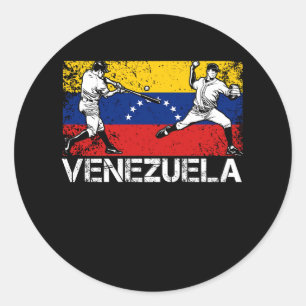 Pegatina Redonda Béisbol venezolano Bandera de Venezuela