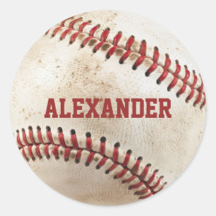 Pegatina Redonda Béisbol Vintage Personalizado