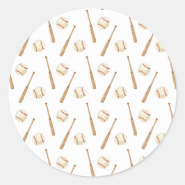 Pegatina Redonda Béisbol y Bat