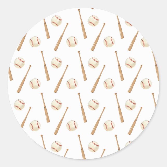 Pegatina Redonda Béisbol y Bat (Anverso)
