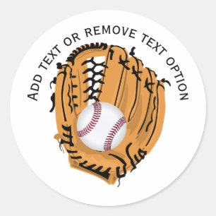 Pegatina Redonda Béisbol y guante de béisbol