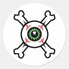 Pegatina Redonda Béisbol y huesos crudos para los fondos ligeros