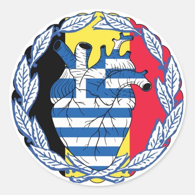 Pegatina Redonda Bélgica Bélgica Independencia griega Grecia (Anverso)