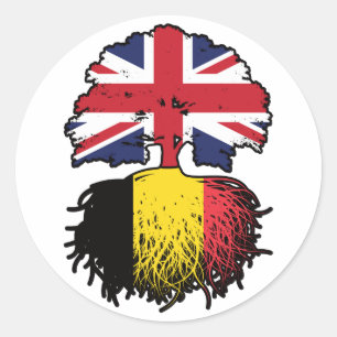 Pegatina Redonda Bélgica Bélgica Reino Unido Reino Unido Reino Unid