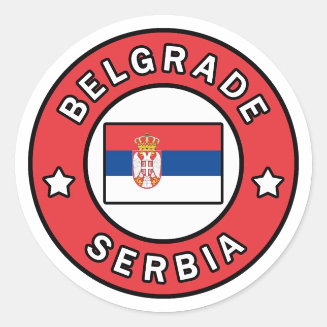 Pegatina Redonda Belgrado Serbia (Anverso)