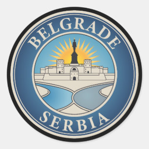 Pegatina Redonda Belgrado Serbia Europa del Este