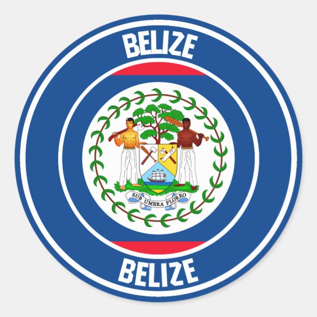 Pegatina Redonda Belice Round Emblem (Anverso)