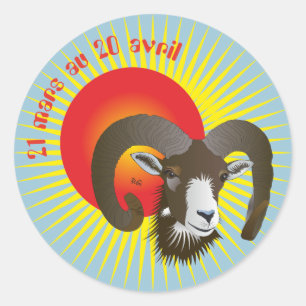 Pegatina Redonda Bélier 21 mars 20 Autocollants au avril