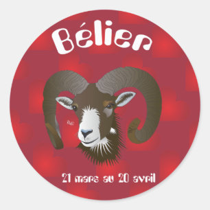 Pegatina Redonda Bélier 21 mars 20 Autocollants au avril