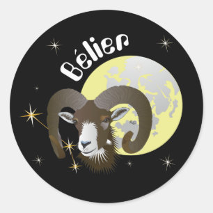 Pegatina Redonda Bélier 21 mars 20 Autocollants au avril
