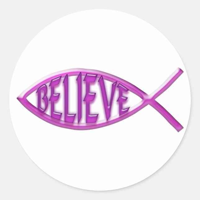 Pegatina Redonda Believe Fish- Rosa (Anverso)