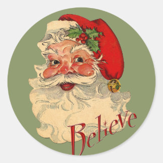 Pegatina Redonda Believe Santa