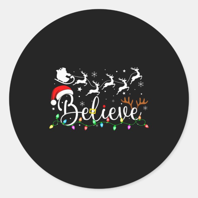 Pegatina Redonda Believe Santa Claus Believe Christmas Matching Paj (Anverso)