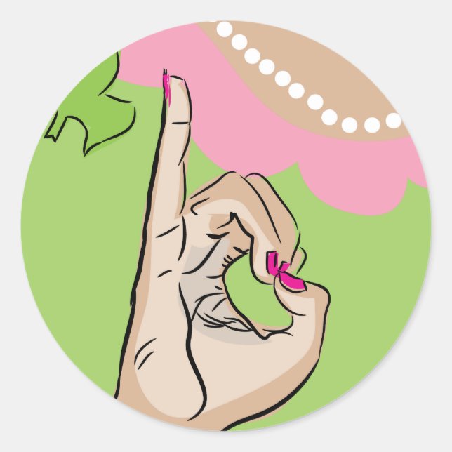 Pegatina Redonda Bella Artes de Chicas reales (Anverso)