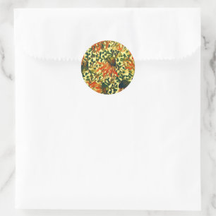 Pegatina Redonda Bella Artes de la medusa tropical submarina del oc