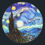 Pegatina Redonda Bella Artes nocturno Van Gogh Starry<br><div class="desc">Noche estrellada,  buen arte de Vincent van Gogh.</div>