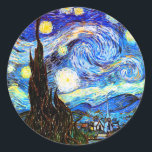 Pegatina Redonda Bella Artes nocturno Van Gogh Starry<br><div class="desc">Noche estrellada,  buen arte de Vincent van Gogh.</div>