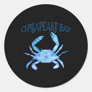 Pegatina Redonda Bella bahía de Chesapeake Blue Crab Chesapeake Bay