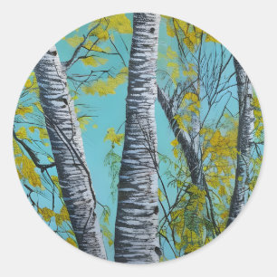 Pegatina Redonda Bella Birch de Verano