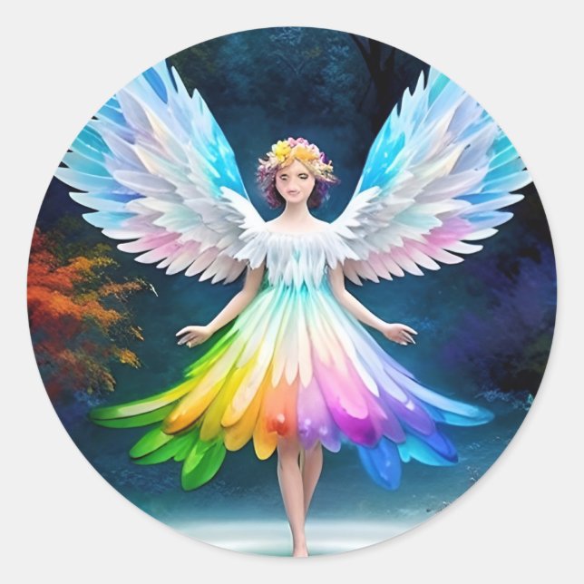 Pegatina Redonda Bellas alas ángel Art-35444 (Anverso)