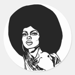 Pegatina Redonda bellas mujeres africanas negras enfrentan el pop a