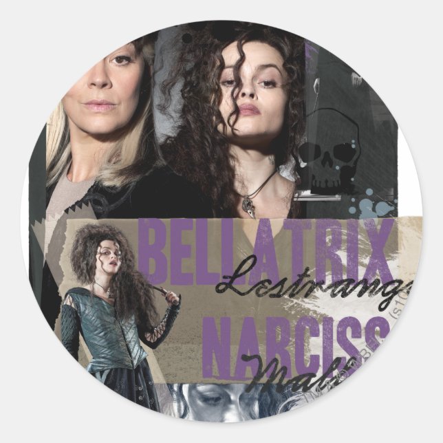 Pegatina Redonda Bellatrix Lestrange y Narcissa Malfoy (Anverso)