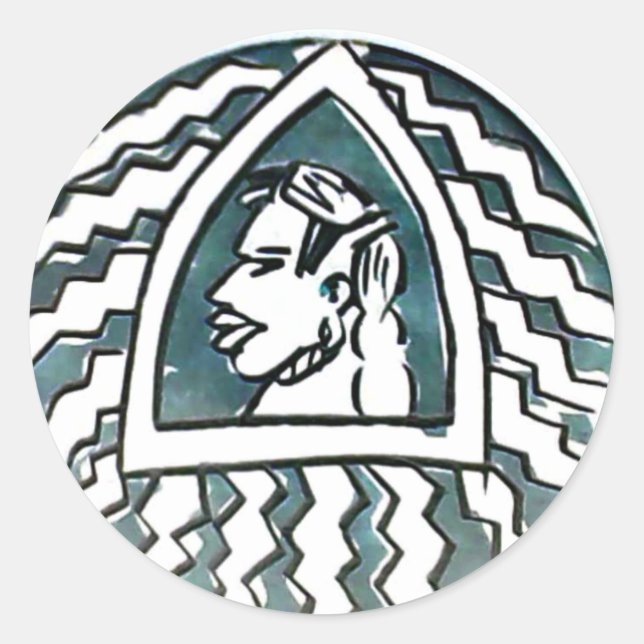 Pegatina Redonda Belleza africana Bongo arte tribal retrato masái (Anverso)