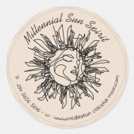 Pegatina Redonda Belleza Beige Spa Femenino Maquillaje Cara Sol