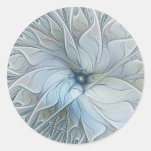 Pegatina Redonda Belleza elegante arte abstracto fractal moderno fl